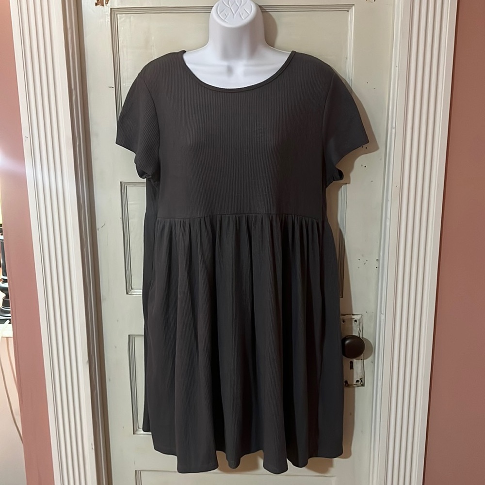 Wild Fable Dark Grey Short Sleeve Babydoll Dress Size XL